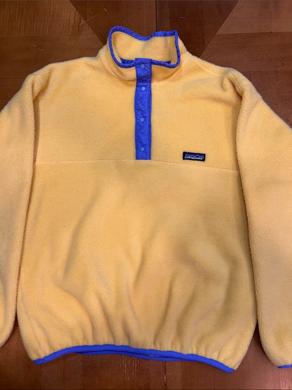 Patagonia Yellow Fleece Zip Pullover with Blue Trim - women’s